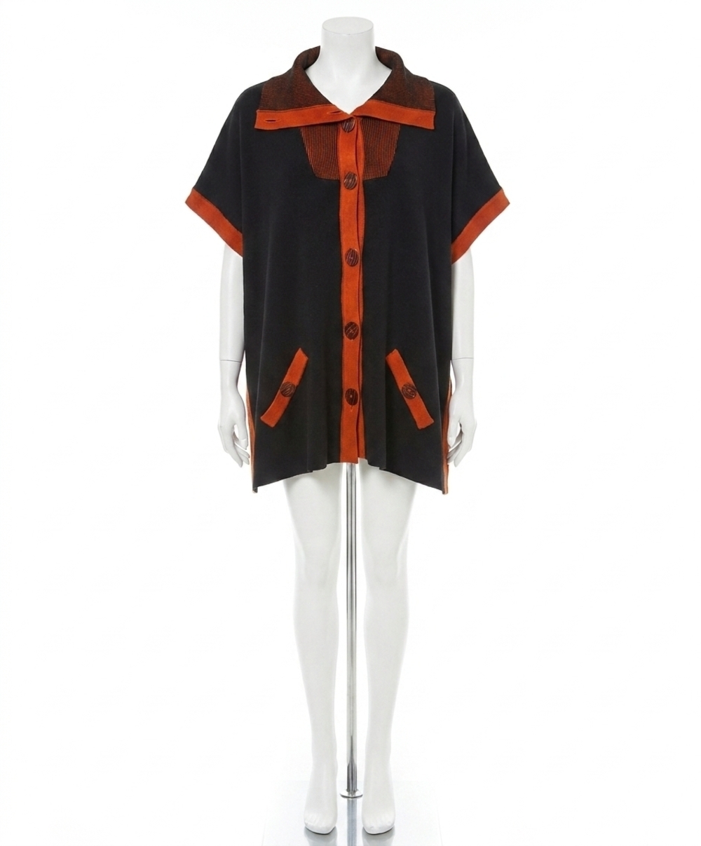 NEW ANGEL APPAREL button up poncho in rust